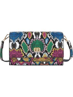 Chic Snakeskin Pattern Clutch Handbag | Stylish Envelope Chain Shoulder Bag for